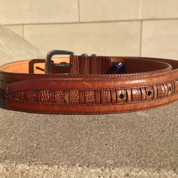 Cale Spain Genuine Lizard Belt Buckle Sz 36 Brass Buckle + Hardware - Picture 11 of 16